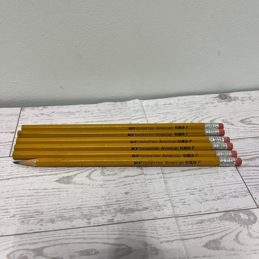 Vintage Eberhard Faber American 2.5 F Pencils Yellow Lot of 6 USA Made